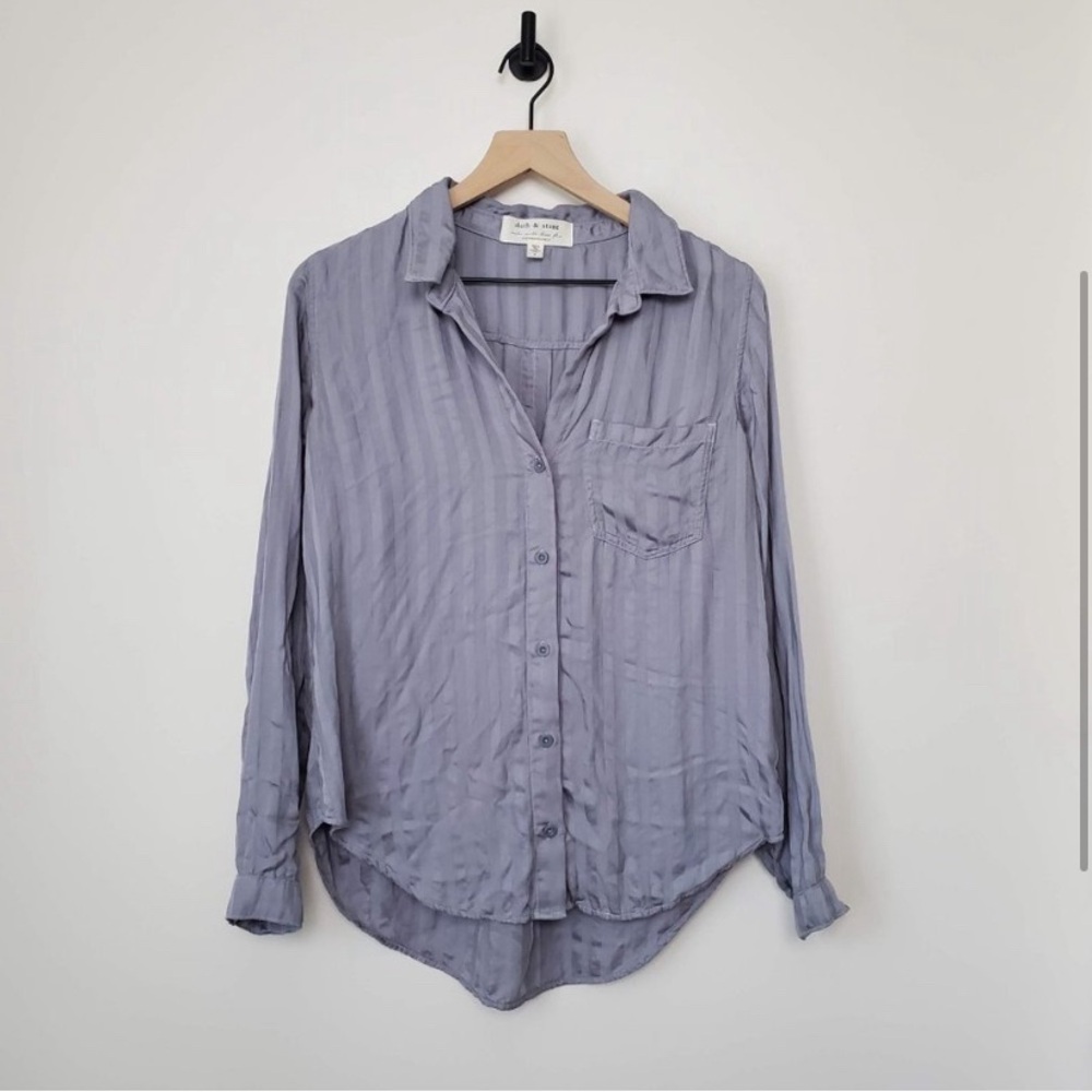 Anthropologie Cloth & Stone Slate Grace Striped Shirt Button Up Blouse /…